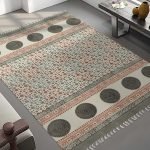 Natural Cotton Brown Dhurrie Printed Area Rug