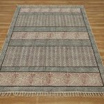 Black Cotton Lobby Rug Block Printed Garden Dhurrie