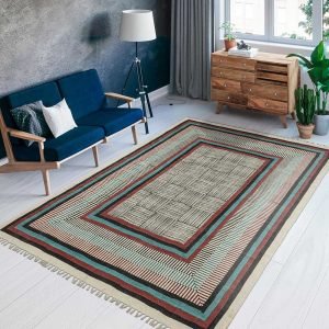 Indian Cotton Dhurrie Block Printed Farm House Area Rug