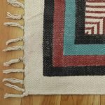 Indian Cotton Dhurrie Block Printed Farm House Area Rug