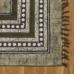 Brown House Warm Rug Block Printed Stair Dhurrie