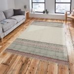 Black Cotton Bath Rug Hand Block Printed Warm Dhurrie