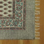 Indian Cotton Rug Block Printed Dining Room Dhurrie