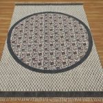 Black Printed Cotton Carpet for Living Room Large Area Rug