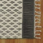 Black Printed Cotton Carpet for Living Room Large Area Rug