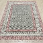 Red Cotton Bedroom Block Printed Patio Carpet