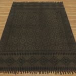 Black Cotton Rug For Dining Room Hall Area Dhurrie