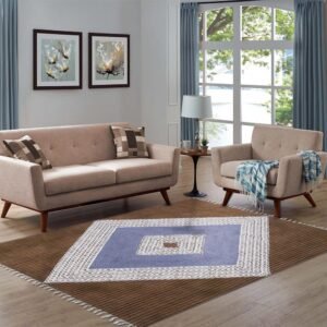 Multicolor Hand Block Printed Geometric Cotton Rug