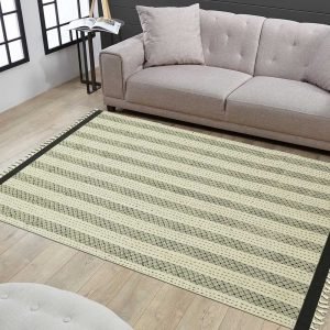 Cotton Dhurrie Brown Block Printed Large Area Rug