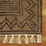 Brown House Warm Rug Block Printed Stair Dhurrie