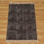 Black Block Printed Cotton Hall Area Rug