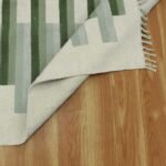 Hand Block Printed Green Striped Cotton Rug