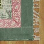 Hand Block Printed Green Cotton Rug