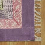 Beige Hand Block Printed Cotton Rug