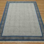 Hand Block Printed Blue Cotton Bedroom Rug