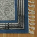 Hand Block Printed Blue Cotton Bedroom Rug