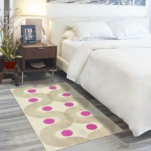 Natural Pink & Beige Geometric Living Room Rug