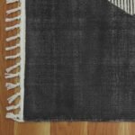 Black Hand Block Printed Cotton Living Rug