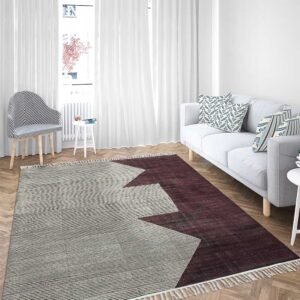 Hand Block Printed Cotton Maroon Large Rug