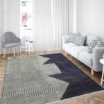 Natural Blue Living Room Cotton Rug