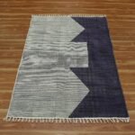Natural Blue Living Room Cotton Rug
