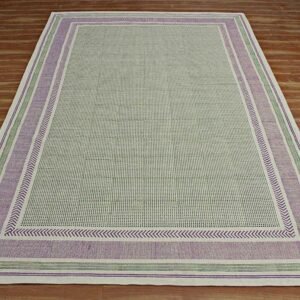 Purple Block Printed Geometric Cotton Rug