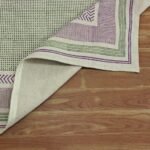Purple Block Printed Geometric Cotton Rug