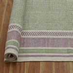 Purple Block Printed Geometric Cotton Rug