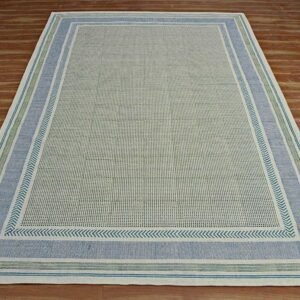 Blue & Green Geometric Cotton Area Rug