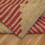 Hand Woven Jute Rug Geometric Maroon Beige Rug