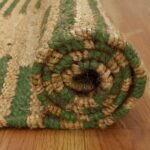 Green Geometric Rug Hand Woven Jute Dhurrie