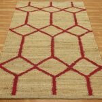 Maroon Geometric Hand Woven Jute Dhurrie