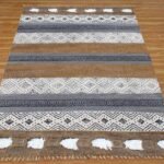 Black Hand Block Printed Living Area Rug