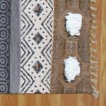 Black Hand Block Printed Living Area Rug