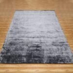 Black Hand Tufted Solid Viscose Area Rug