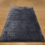 Black Hand Tufted Solid Viscose Area Rug