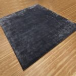 Black Hand Tufted Solid Viscose Area Rug
