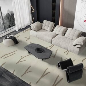 Beige Hand Tufted Wool Abstract Large Area Rug