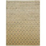 Beige Geometric Hand Tufted Wool Rug