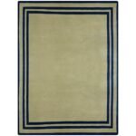 Hand Tufted Viscose Rug Blue Bordered Carpet