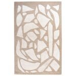 Hand Tufted Beige Abstract Wool Large Rug