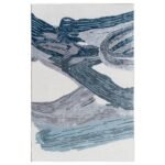 Green Abstract Hand Tufted Wool White Rug