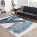 Abstract Hand Tufted Wool white & Green Rug