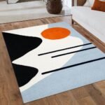Black Rug Geometric Hand Tufted Wool Carpet