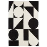 Black Hand Tufted Wool Off White Area Rug