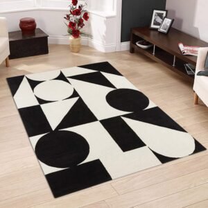 Hand Tufted Wool Black & Off White Area Rug