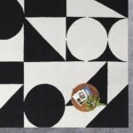 Black Hand Tufted Wool Off White Area Rug