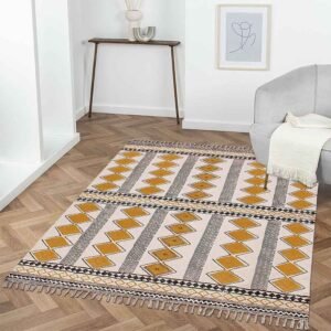 Handmade Moroccan Cotton Beige Area Rug