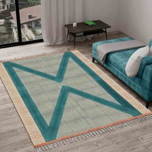 Turquoise Handmade Block Printed Area Rug