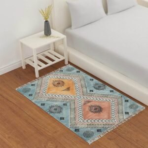 Multicolor Hand Printed Cotton Large Area Rug